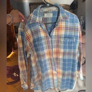 Next Blue and Red Casual Button Down Shirt